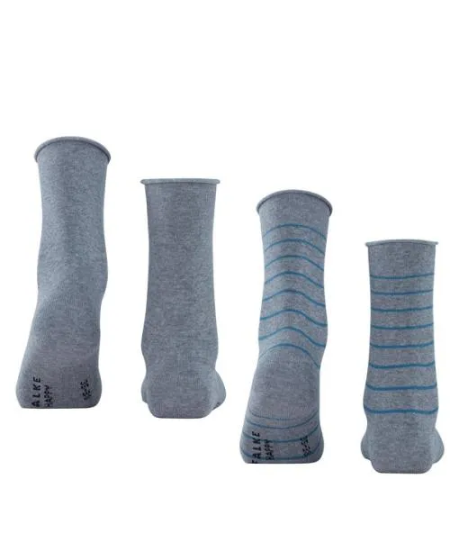Women Happy Stripe 2Pack Women Socks Light Greymel FALKE Socks