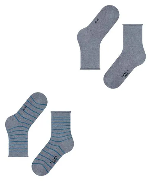 Women Happy Stripe 2Pack Women Socks Light Greymel FALKE Socks