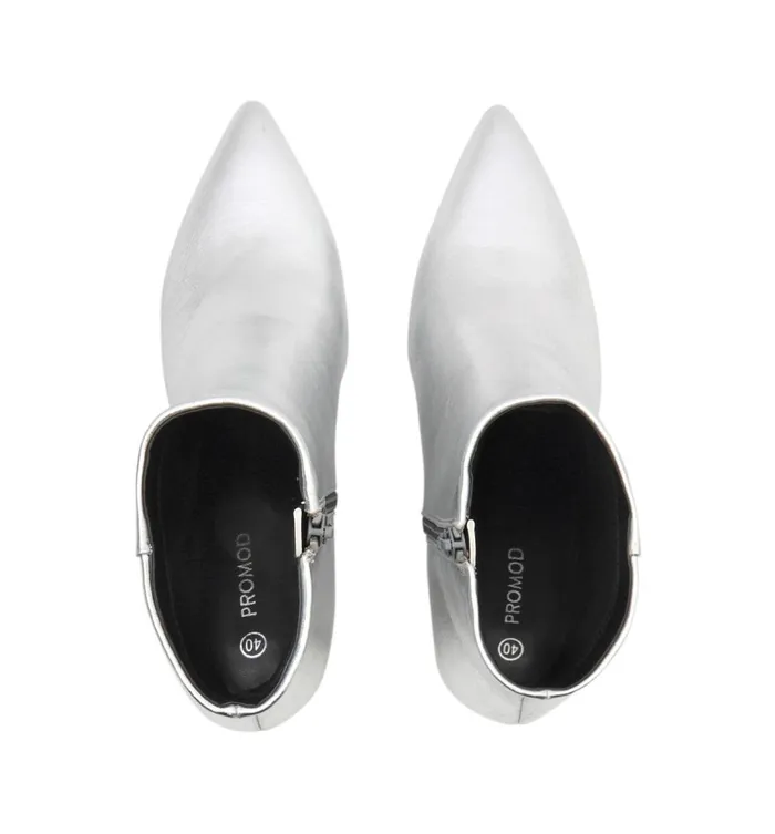 Women Heeled Boots 8211 Silver Promod Shoes