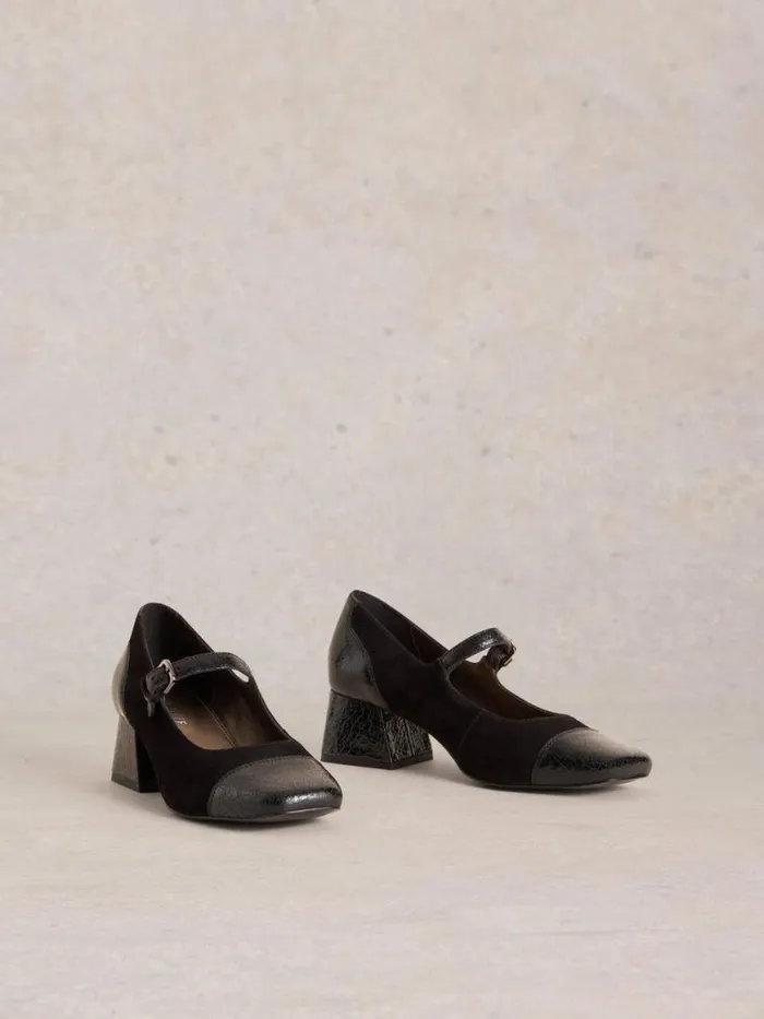 Women Heels White Stuff Dorothy Mary Jane Heel Pure Black