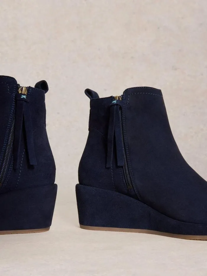Women Heels White Stuff Luna Wedge Suede Ankle Boot Dark Navy Women Heels White Stuff Luna Wedge Suede Ankle Boot Dark Navy