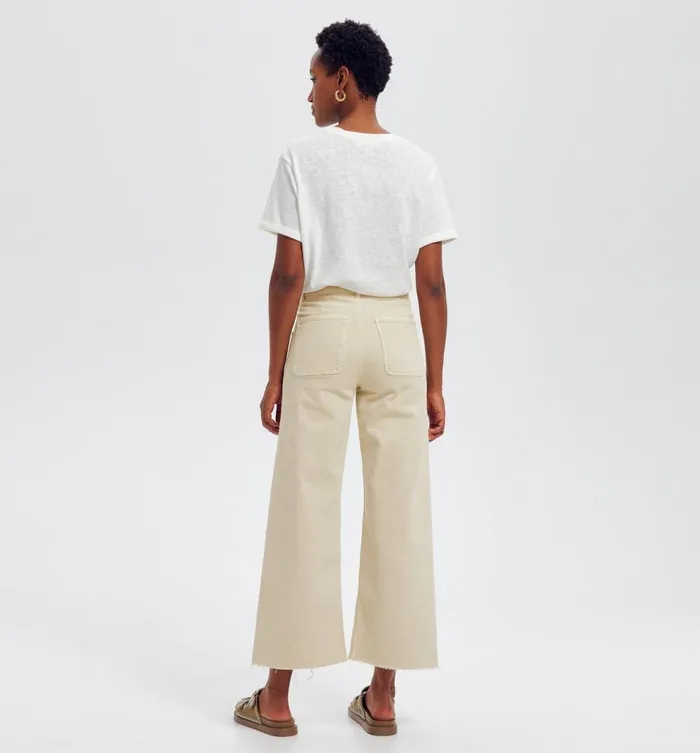 Women HighWaist Raw Edge Jeans 8211 Beige Promod Jeans