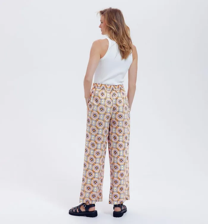 Women HighWaist Wideleg Trousers 8211 Ecru Print Promod Trousers Women HighWaist Wideleg Trousers 8211 Ecru Print Promod Trousers