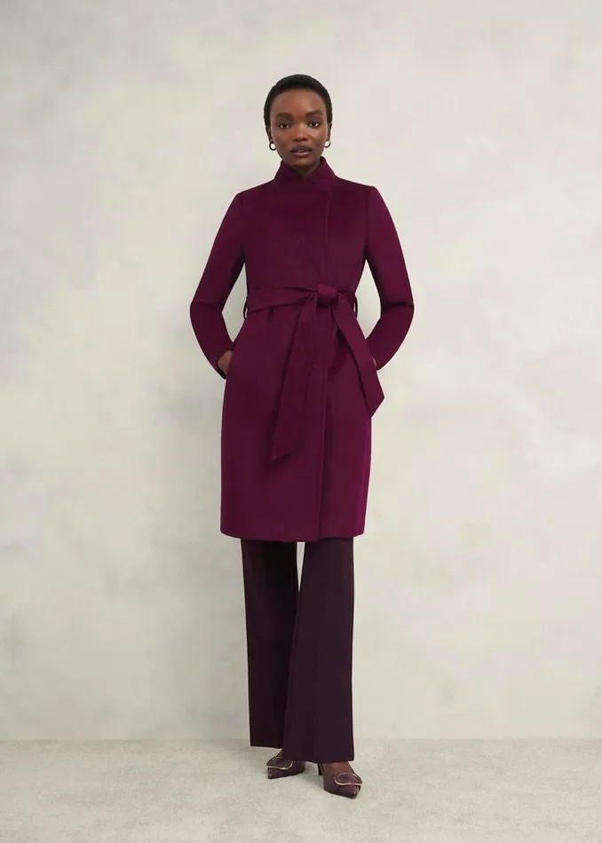 Women HOBBS Coats and Jackets Cristie Wool Coat Warm Plum