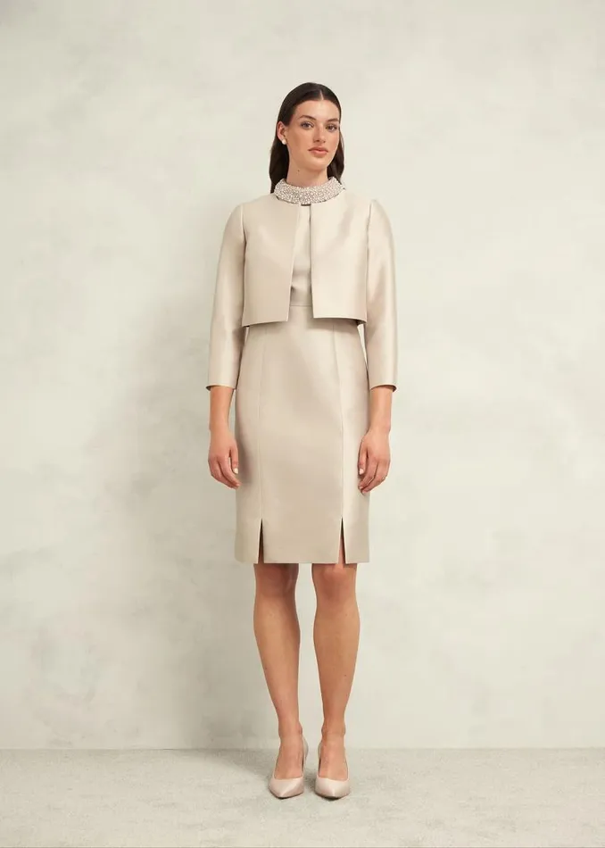 Women HOBBS Coats and Jackets Katherine Wool Silk Jacket Oyster