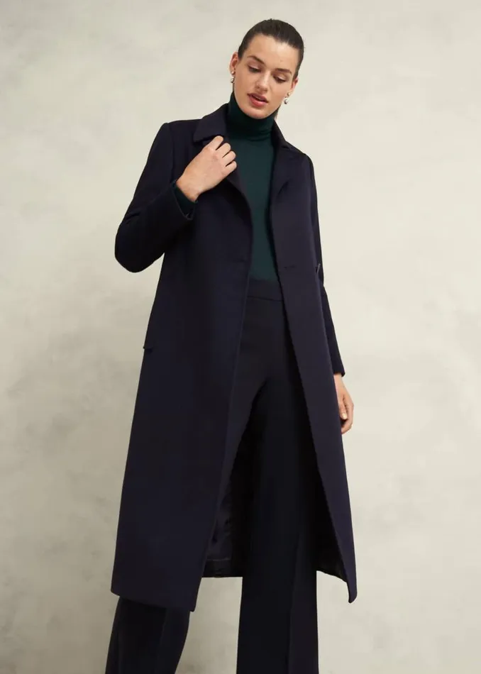 Women HOBBS Coats and Jackets Livia Wool Coat Navy