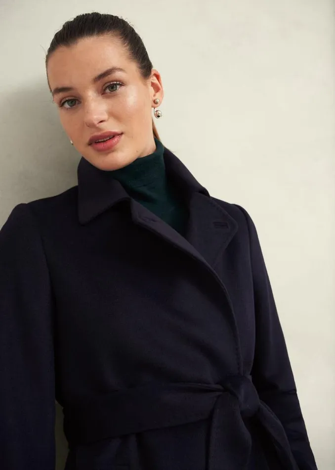 Women HOBBS Coats and Jackets Livia Wool Coat Navy