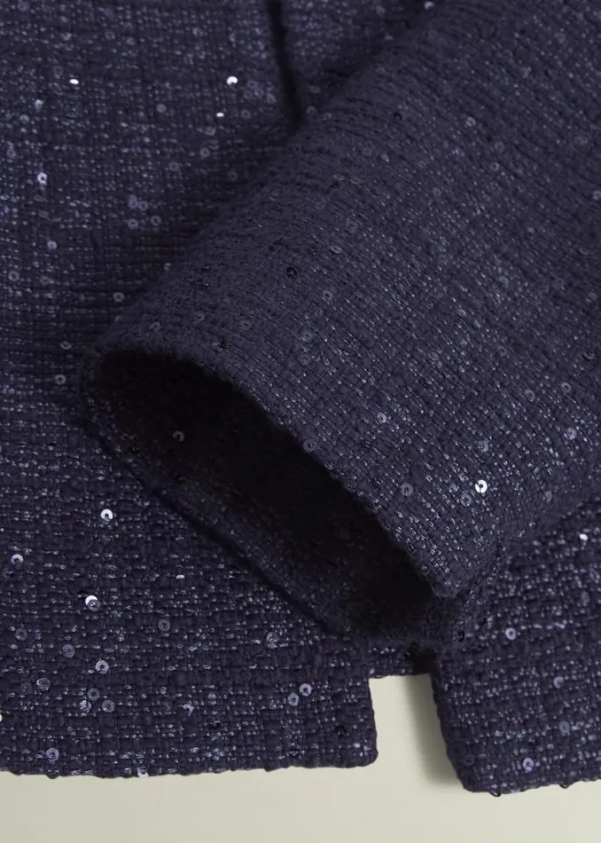 Women HOBBS Coats and Jackets Prisha Sequin Tweed Jacket Midnight Navy