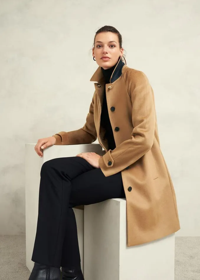 Women HOBBS Coats and Jackets Vivienne Wool Coat Warm Beige
