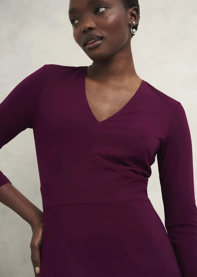 Women HOBBS Dresses and Jumpsuits Mirabel Ponte Dress Warm Plum
