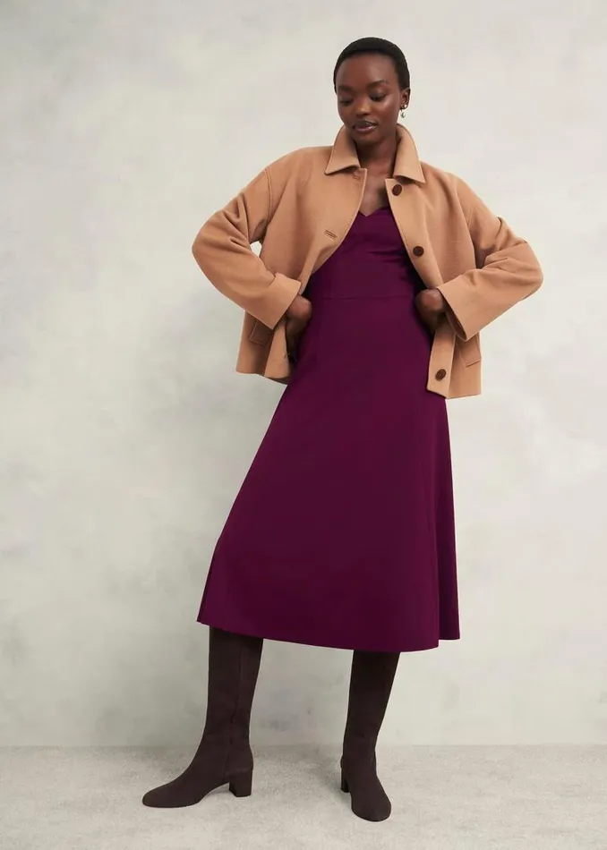 Women HOBBS Dresses and Jumpsuits Mirabel Ponte Dress Warm Plum