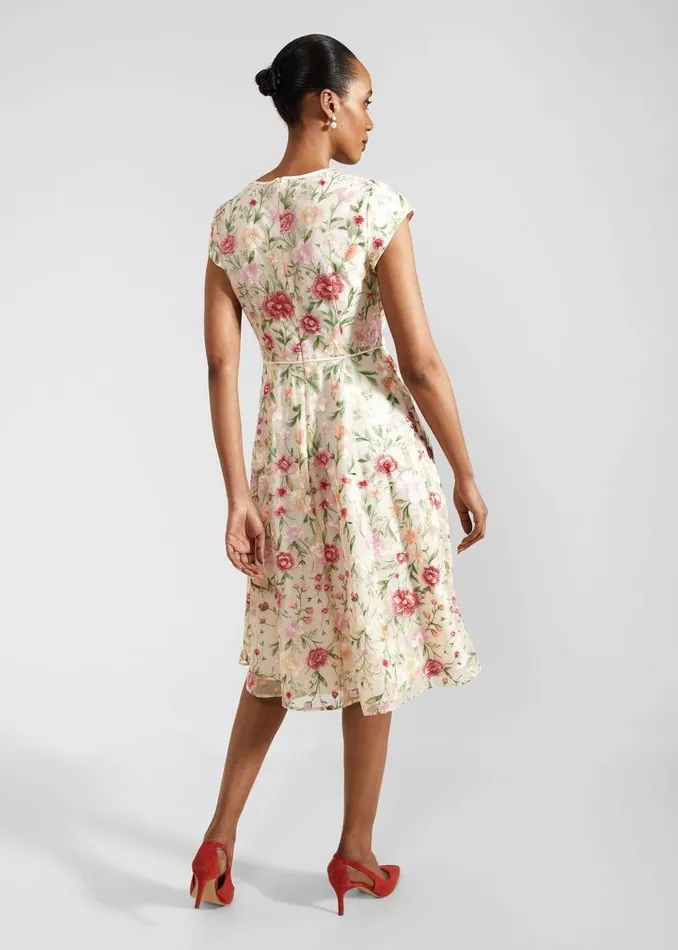 Women HOBBS Dresses and Jumpsuits Petite Tia Embroidered Dress Cream Multi