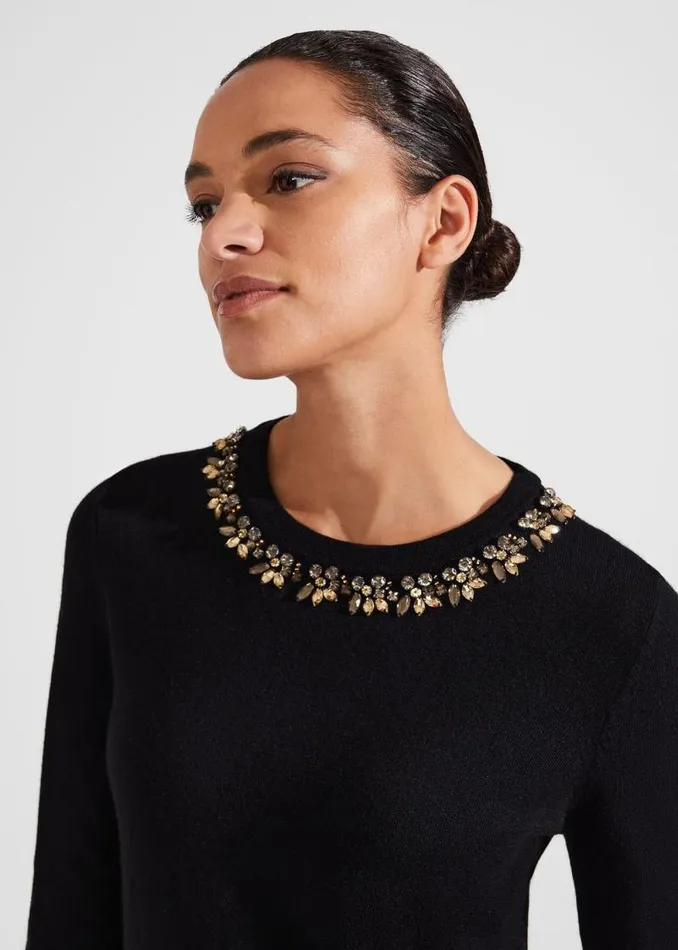 Women HOBBS Jumpers and Cardigans Alora Jumper With Wool Black
