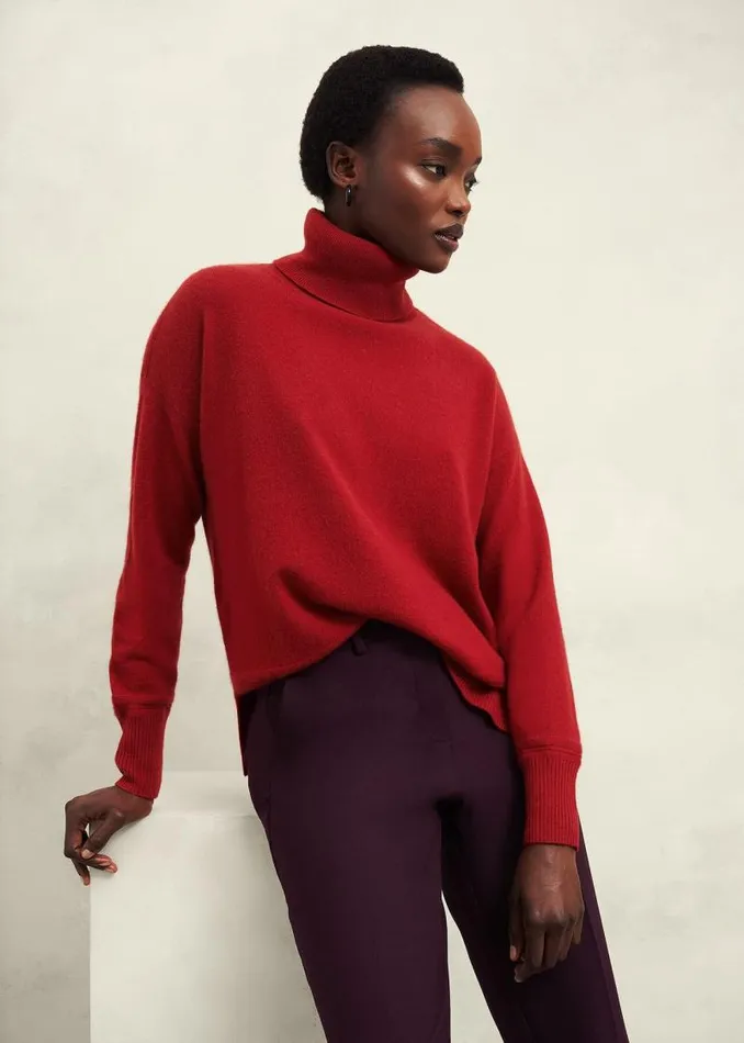 Women HOBBS Jumpers and Cardigans Delora Cashmere Roll Neck Jumper Pomegranate Red