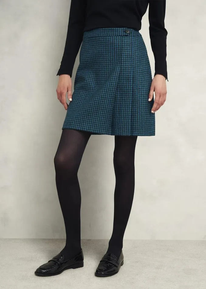 Women HOBBS Skirts Leah Wool Kilt Skirt Green Multi