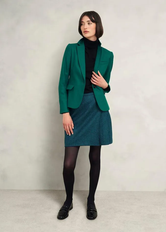 Women HOBBS Skirts Leah Wool Kilt Skirt Green Multi