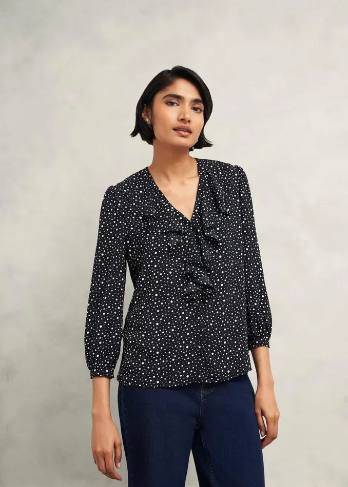 Women HOBBS Tops May Blouse Black Ivory