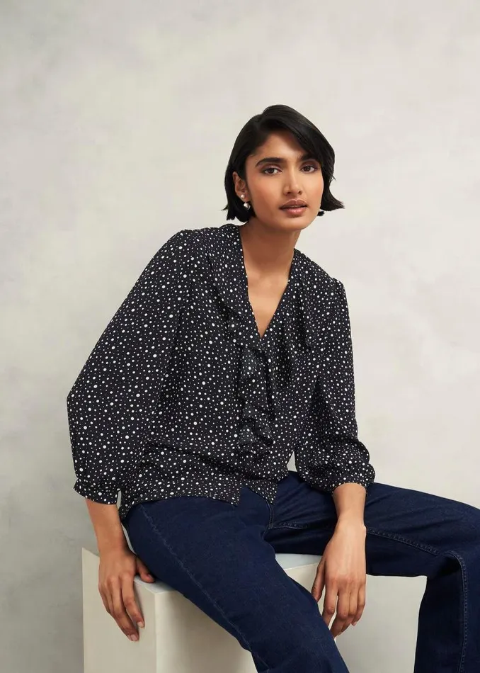 Women HOBBS Tops May Blouse Black Ivory