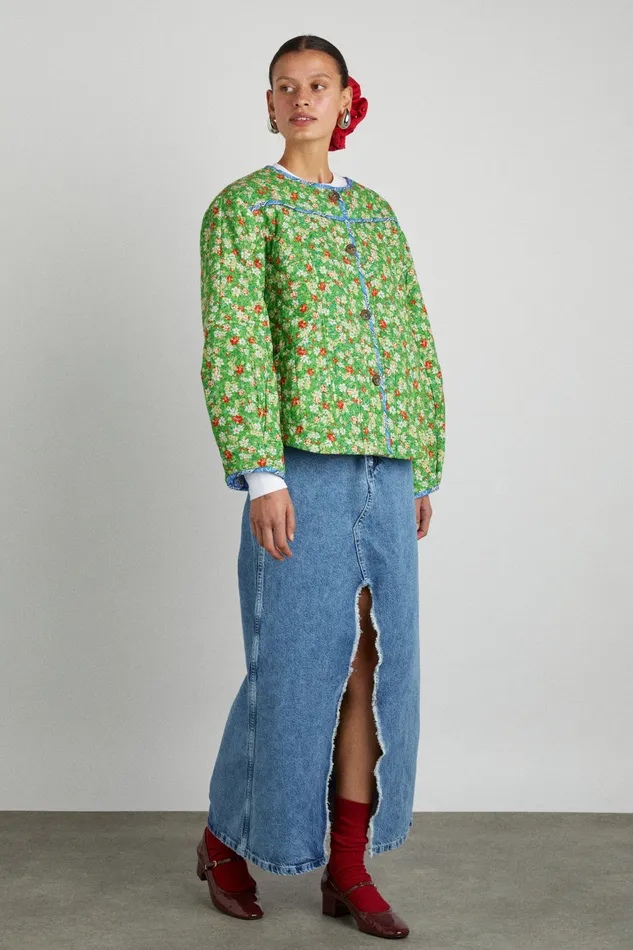 Women Jackets and Coats Damson Madder Macy Quilted Jacket 8211 Green Floral