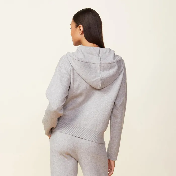 Women Jackets MONROW Soft Knit Zip Up Hoody Heather Grey