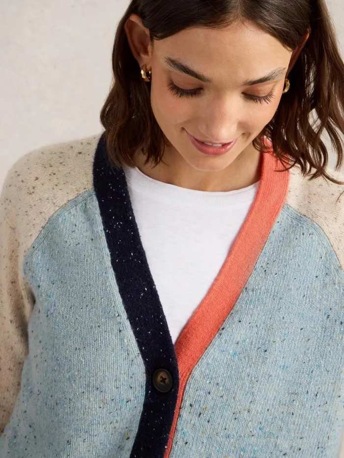 Women Knitwear White Stuff COLOURBLOCK NEP CARDI Blue Multi Women Knitwear White Stuff COLOURBLOCK NEP CARDI Blue Multi
