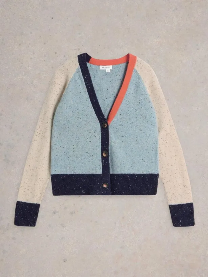 Women Knitwear White Stuff COLOURBLOCK NEP CARDI Blue Multi Women Knitwear White Stuff COLOURBLOCK NEP CARDI Blue Multi