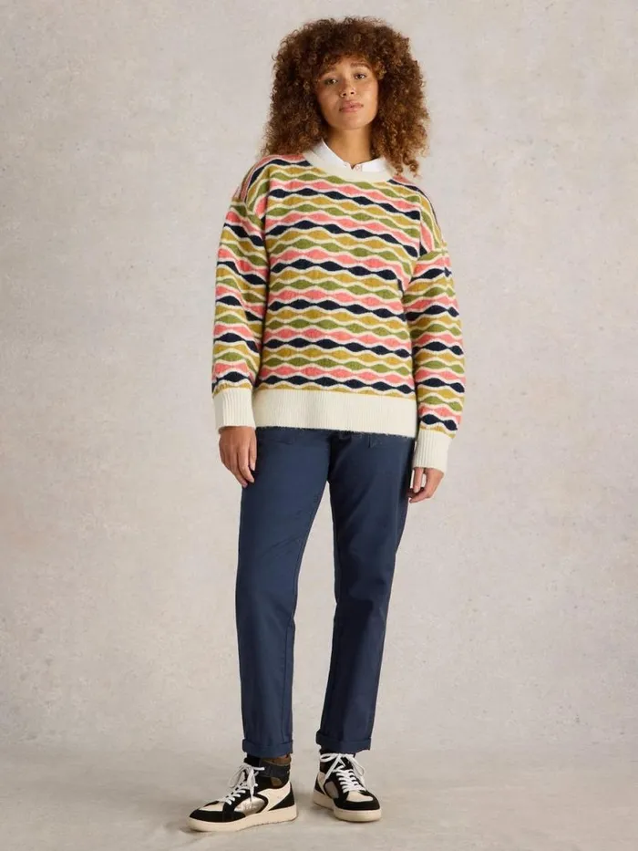 Women Knitwear White Stuff GINA GEO JUMPER Natural Multi