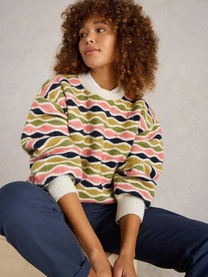 Women Knitwear White Stuff GINA GEO JUMPER Natural Multi Women Knitwear White Stuff GINA GEO JUMPER Natural Multi