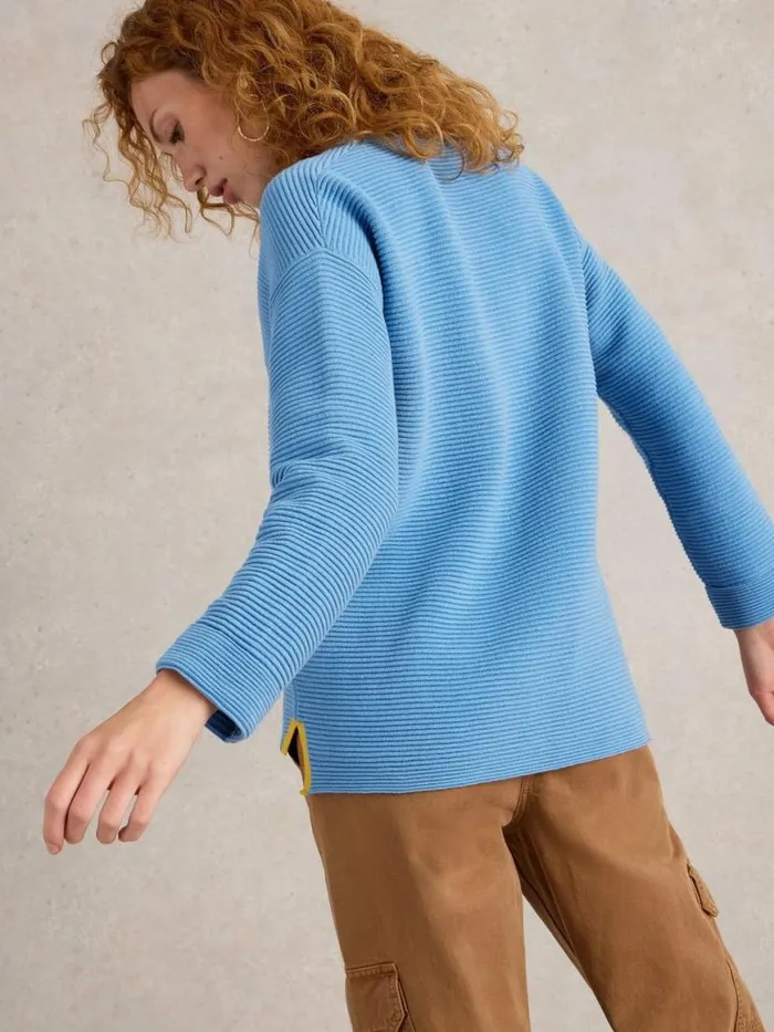 Women Knitwear White Stuff JANA V NECK JUMPER Mid Blue Women Knitwear White Stuff JANA V NECK JUMPER Mid Blue