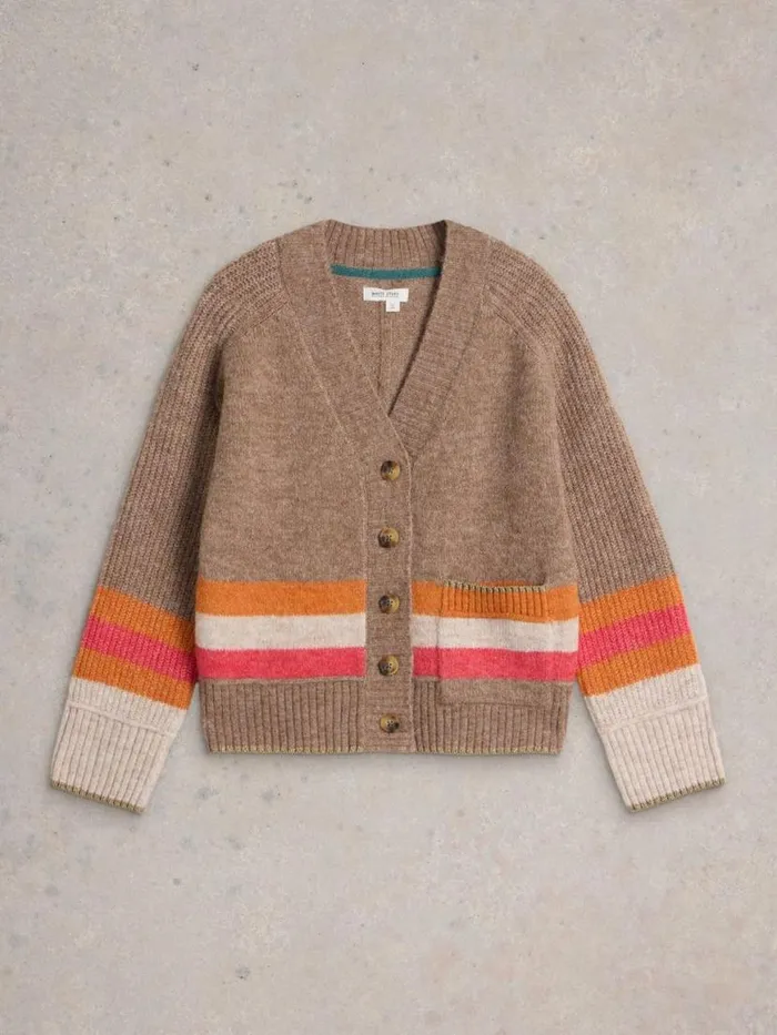 Women Knitwear White Stuff JUDI STRIPE CARDI Natural Multi Women Knitwear White Stuff JUDI STRIPE CARDI Natural Multi