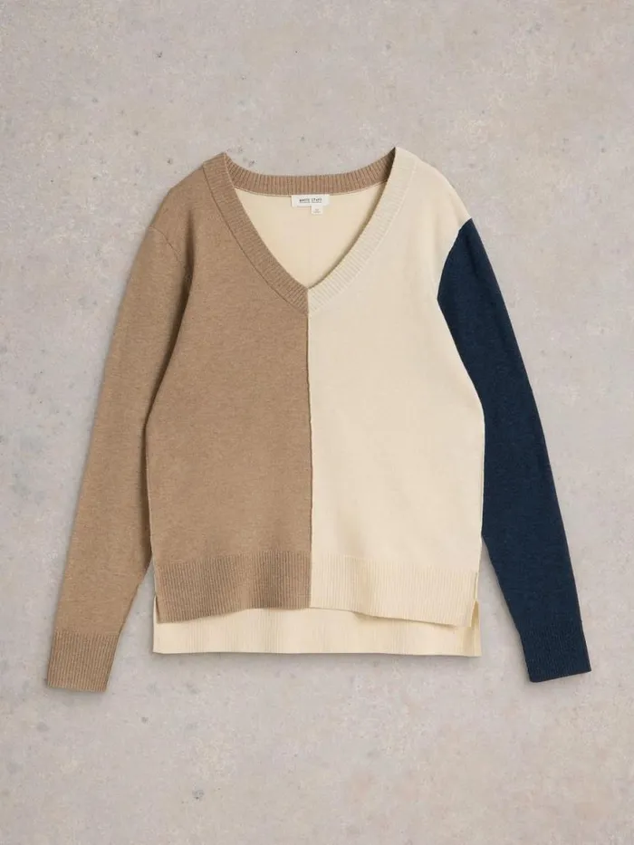 Women Knitwear White Stuff MAGGIE V NECK JUMPER Natural Multi Women Knitwear White Stuff MAGGIE V NECK JUMPER Natural Multi