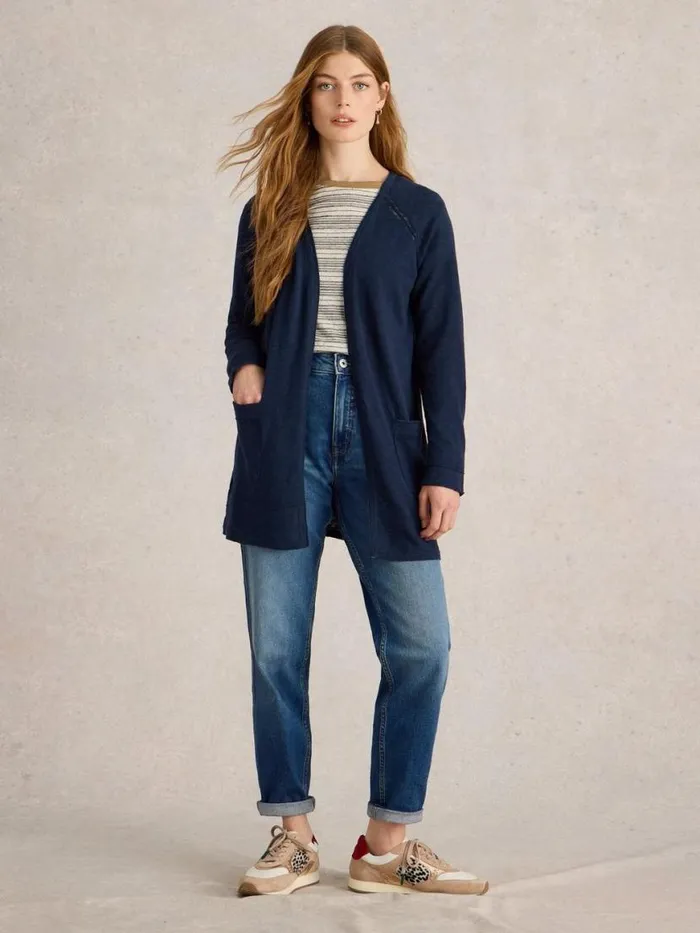 Women Knitwear White Stuff NARIA LONGLINE CARDI Dark Navy