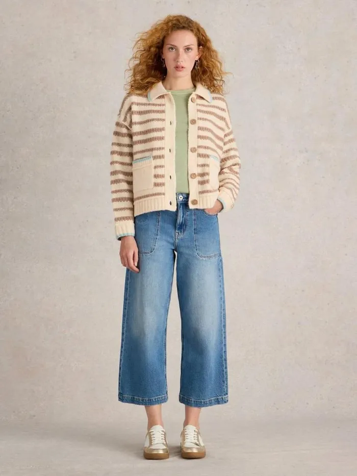 Women Knitwear White Stuff TYLER CARDI Natural Multi