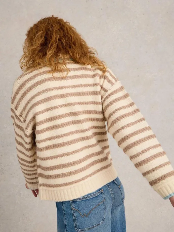 Women Knitwear White Stuff TYLER CARDI Natural Multi