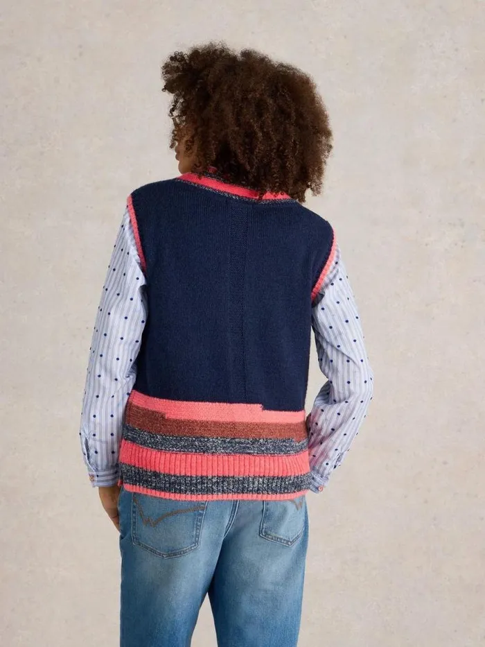 Women Knitwear White Stuff V NECK STRIPE TANK Navy Multi Women Knitwear White Stuff V NECK STRIPE TANK Navy Multi