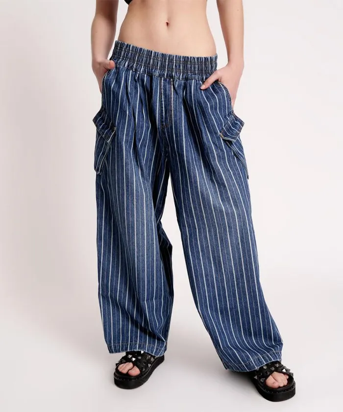 Women LE STRIPE PARACHUTE PANTS One Teaspoon Bottoms