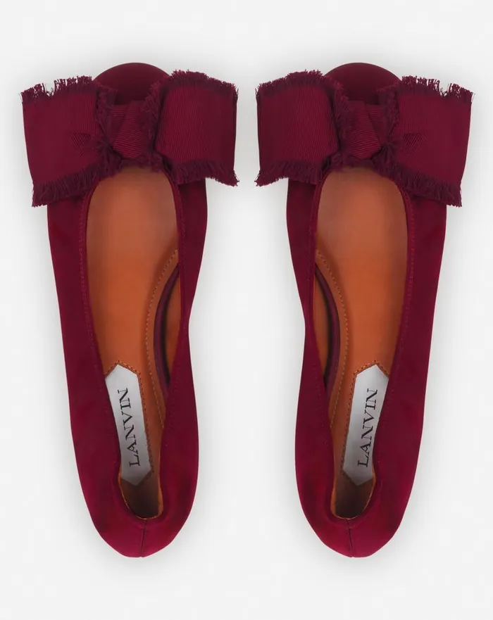 Women Loafers Lanvin Ballerina Flat With A Satin Bow Redwood Women Loafers Lanvin Ballerina Flat With A Satin Bow Redwood