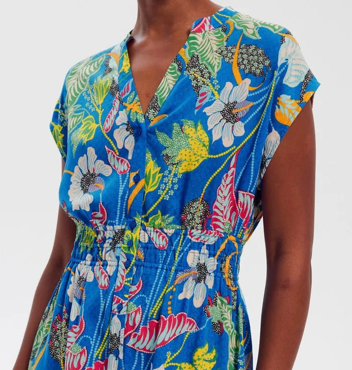 Women Long Patterned Dress 8211 Blue Print Promod Dresses