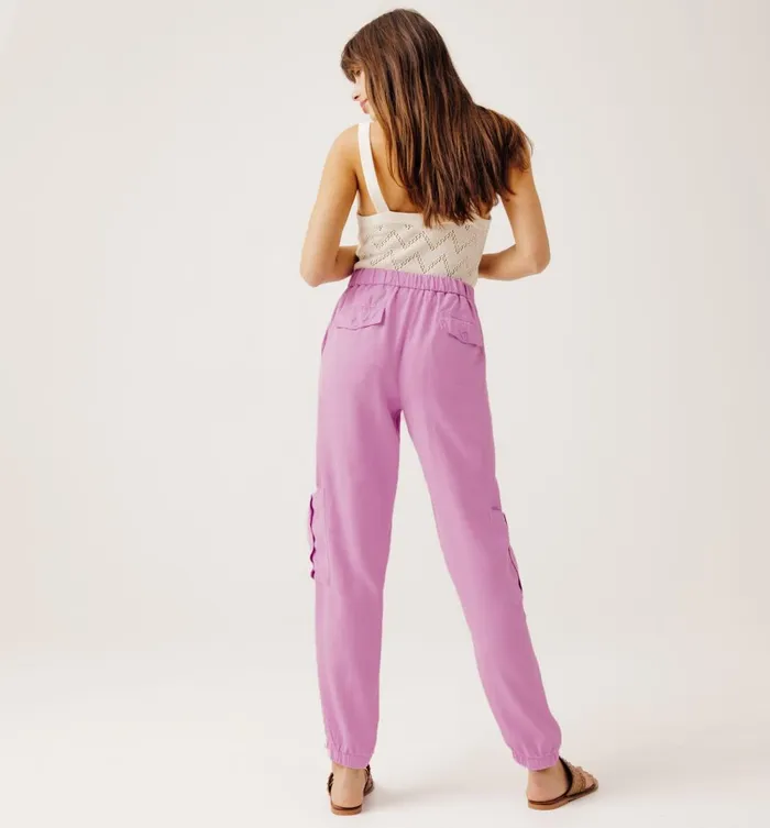Women Lyocell Cargo Trousers 8211 Lilac Promod Trousers