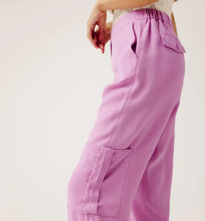 Women Lyocell Cargo Trousers 8211 Lilac Promod Trousers