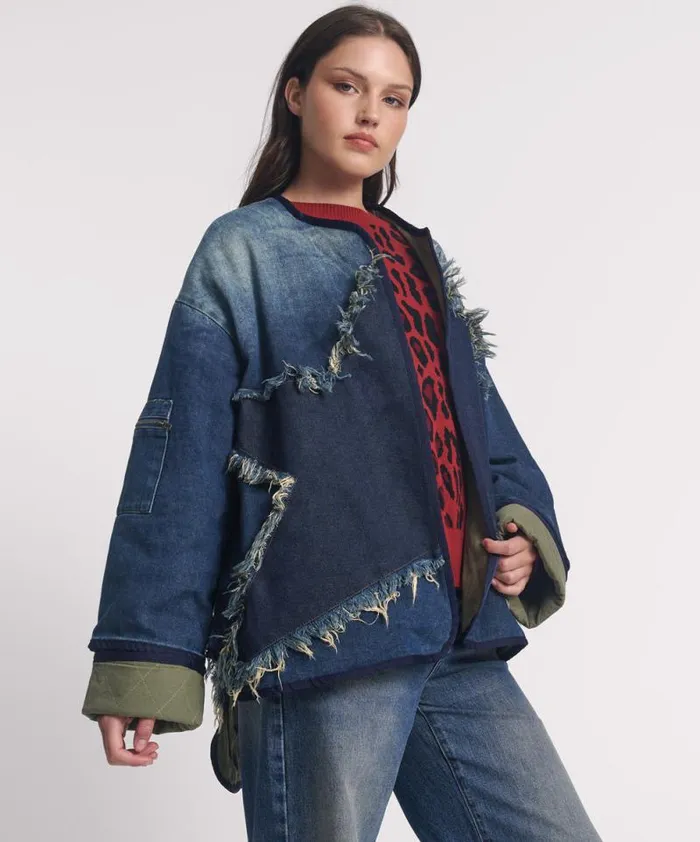 Women MEMPHIS DARK STAR DENIM WADDED JACKET One Teaspoon Denim Jackets Women MEMPHIS DARK STAR DENIM WADDED JACKET One Teaspoon Denim Jackets