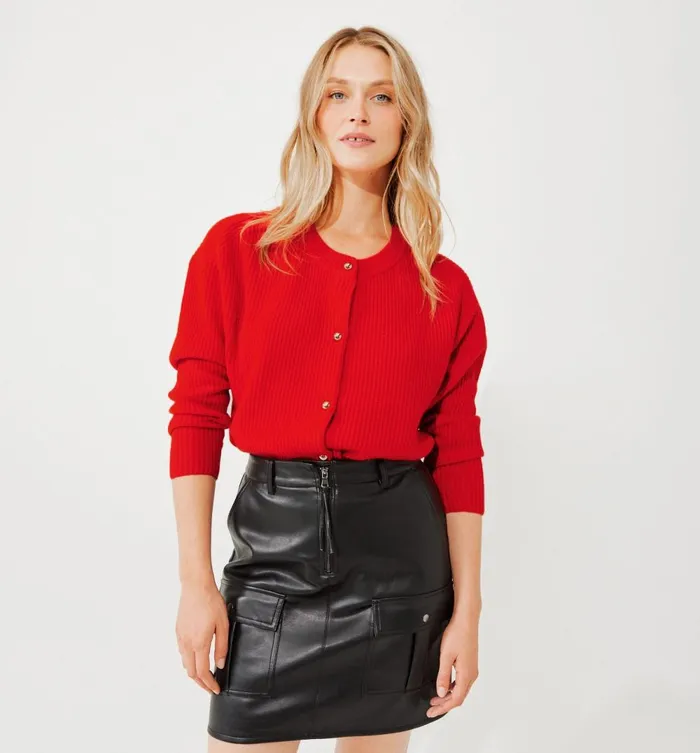 Women Merino Wool Cardigan 8211 Red Promod Jumpers And Cardigans