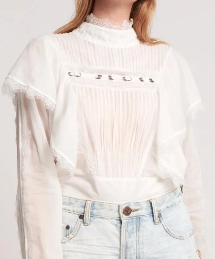 Women METAL RING ADVENTURE TOP WHITE One Teaspoon Tops Women METAL RING ADVENTURE TOP WHITE One Teaspoon Tops