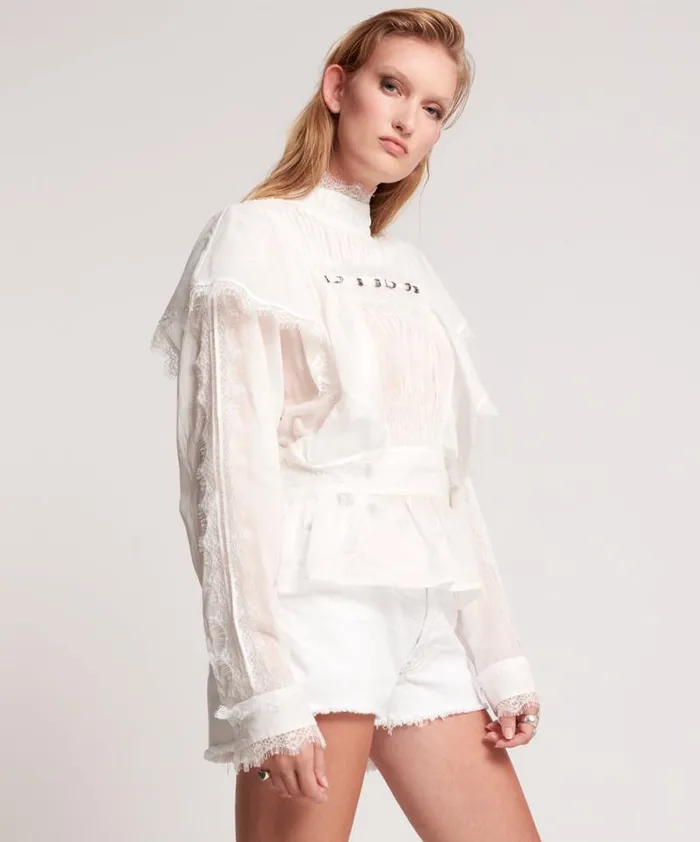 Women METAL RING ADVENTURE TOP WHITE One Teaspoon Tops Women METAL RING ADVENTURE TOP WHITE One Teaspoon Tops