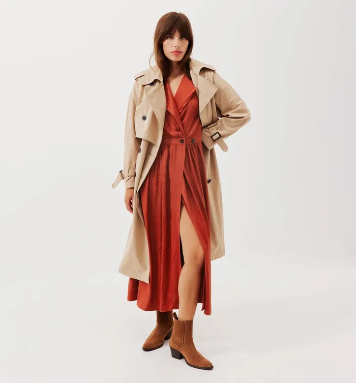 Women MidLength Shirtdress 8211 Orange Cuit Moyen Promod Dresses Women MidLength Shirtdress 8211 Orange Cuit Moyen Promod Dresses