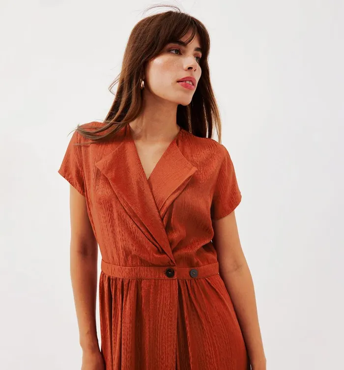 Women MidLength Shirtdress 8211 Orange Cuit Moyen Promod Dresses Women MidLength Shirtdress 8211 Orange Cuit Moyen Promod Dresses