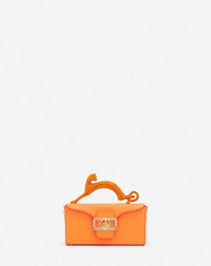 Women Mini Bags and Clutches Lanvin Nano Pencil Cat Leather And Rhinestone Bag Bright Orange Women Mini Bags and Clutches Lanvin Nano Pencil Cat Leather And Rhinestone Bag Bright Orange