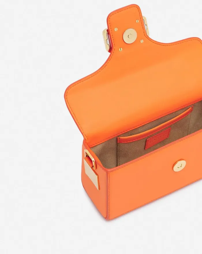 Women Mini Bags and Clutches Lanvin Nano Pencil Cat Leather And Rhinestone Bag Bright Orange