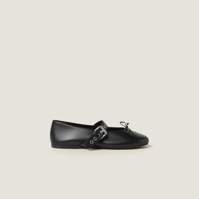Women Miu Miu Ballerinas Leather Ballerinas Black Women Miu Miu Ballerinas Leather Ballerinas Black
