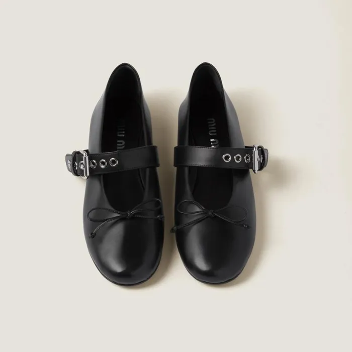 Women Miu Miu Ballerinas Leather Ballerinas Black Women Miu Miu Ballerinas Leather Ballerinas Black